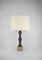 Zig Zag Ridge Lamp with Geometric Oak Base & Linen Shade by Louis Jobst, Image 1