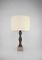 Zig Zag Ridge Lampe mit geometrischem Eichenfuß & Leinenschirm von Louis Jobst 1