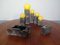 Skulpturales brutalistisches Set aus Kerzenhalter aus Eisen, Aschenbecher & Feuerzeug, 1960er 1