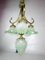 Antique Bronze & Green Glass Chandelier, Image 2