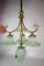 Antique Bronze & Green Glass Chandelier 3