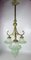 Antique Bronze & Green Glass Chandelier 4