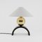 Rolled Steel & Brass U Lamp with Linen Lamphade by Louis Jobst 1