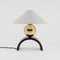 Rolled Steel & Brass U Lamp with Linen Lamphade by Louis Jobst, Image 1