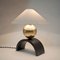 U Lampe aus gerolltem Stahl & Messing mit Leinen Lampenschirm von Louis Jobst 5