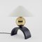 Rolled Steel & Brass U Lamp with Linen Lamphade by Louis Jobst 2