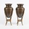 Antique Art Nouveau Brass Vases on Stands, 1900s, Set of 2 1