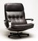 Aluminum and Black Leather Swivel Chair, 1970s, Image 2