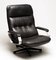 Aluminum and Black Leather Swivel Chair, 1970s, Image 1