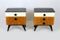 Mid-Century Nightstands with Black Glass Tops from UP Zavody, 1960s, Set of 2 2