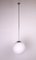 Lámpara colgante de metal cromado y vidrio opalino, años 70, Imagen 3