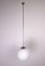 Lámpara colgante de metal cromado y vidrio opalino, años 70, Imagen 2
