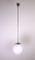 Lámpara colgante de metal cromado y vidrio opalino blanco, años 70, Imagen 3