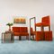 Italian Orange Velvet Chairs, 1970s, Set of 4 1