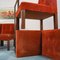 Italian Orange Velvet Chairs, 1970s, Set of 4 3