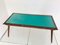 Vintage Wooden Table with Green Glass Top, 1950s, Image 1
