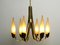 Mid-Century Modern Brass Chandelier with Long Glass Shades 5