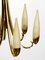 Lustre Mid-Century en Laiton avec Abat-Jours Longs en Verre 8