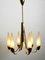 Mid-Century Modern Brass Chandelier with Long Glass Shades 3