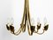 Mid-Century Modern Brass Chandelier with Long Glass Shades 9