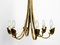 Mid-Century Modern Brass Chandelier with Long Glass Shades, Image 9