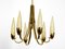 Mid-Century Modern Brass Chandelier with Long Glass Shades 2