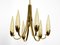Mid-Century Modern Brass Chandelier with Long Glass Shades, Image 2