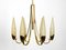 Mid-Century Modern Brass Chandelier with Long Glass Shades 4