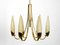 Mid-Century Modern Brass Chandelier with Long Glass Shades, Image 4