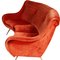 Geschwungenes Drei-Sitzer Sofa aus Samt & Messing von Marco Zanuso, 1950er 2