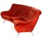 Geschwungenes Drei-Sitzer Sofa aus Samt & Messing von Marco Zanuso, 1950er 1