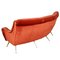 Three-Seat Velvet & Brass Curved Sofa by Marco Zanuso, 1950s 5