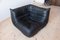 Vintage Black Leather Togo Corner Seat by Michel Ducaroy for Ligne Roset 1