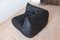 Canapé d'Angle Togo Vintage en Cuir Noir par Michel Ducaroy pour Ligne Roset 2