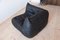 Black Leather Togo Corner Seat by Michel Ducaroy for Ligne Roset 2
