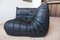 Vintage Black Leather Togo Corner Seat by Michel Ducaroy for Ligne Roset 3