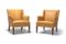 Scandinavian Modern Leather Bergere Chairs, 1960s, Set of 2 1