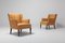 Scandinavian Modern Leather Bergere Chairs, 1960s, Set of 2 3