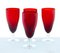 Bicchieri rossi artistici di Monica Bratt, Scandinavia, anni '50, set di 4, Immagine 1