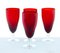 Verres Scandinaves en Verre Artisanal Rouge par Monica Bratt, 1950s, Set de 4 1