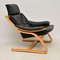 Danish Leather & Bentwood Armchair, 1970s 5