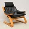 Danish Leather & Bentwood Armchair, 1970s, Image 1