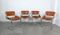 Italian Tubular Steel & Cognac Leather Cantilever Chairs, 1960s, Set of 4 4