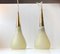 Vintage Italian Threaded Glass & Brass Pendant Lights, 1970s, Set of 2, Image 1
