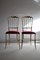 Brass & Red Velvet Chiavari Chairs, 1950s, Set of 2 1