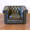 Green Leather Chesterfield Club Chair, 1970s, Image 1