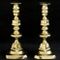 Victorian Knop-Stemmed Brass Candlesticks, Set of 2 1