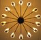 Lámpara de araña francesa Mid-Century grande en forma de sol con 14 vasos de satín blanco de Arlus, años 50, Imagen 11
