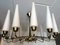 Large Mid-Century French Sunburst Chandelier with 14 White Satin Glasses from Arlus, 1950s 8