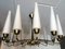 Large Mid-Century French Sunburst Chandelier with 14 White Satin Glasses from Arlus, 1950s, Image 8